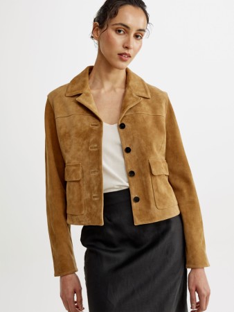 короткая куртка из натуральной замши премиум качества - верхняя одежда