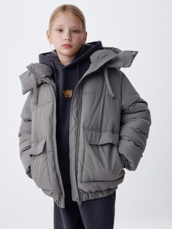 короткая куртка с капюшоном для девочек из коллекции  archive - детская одежда, обувь и аксессуары для всех возрастов для детей 
