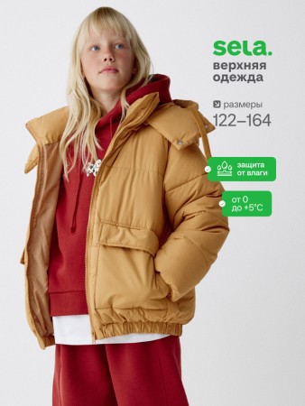 короткая куртка с капюшоном для девочек из коллекции  archive - одежда, обувь и аксессуары для всех возрастов свободная по распродаже
