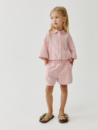 короткие шорты из смесового льна для девочек - детская одежда для детей 