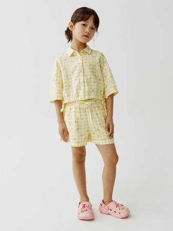 короткие шорты из смесового льна для девочек - детская одежда российская 