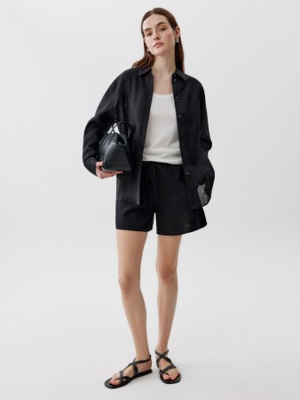 короткие шорты из вискозы и льна - женские шорты