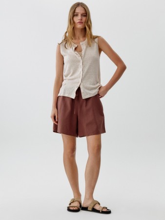 короткие шорты из вискозы и льна - женские шорты