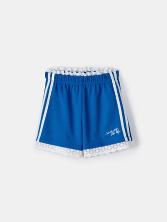 короткие шорты с лампасами и кружевом для девочек фотография