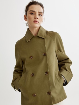 короткий двубортный тренч из твила - женская одежда, обувь и аксессуары короткая 