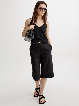 костюмные шорты-бермуды из хлопка и льна - женские шорты