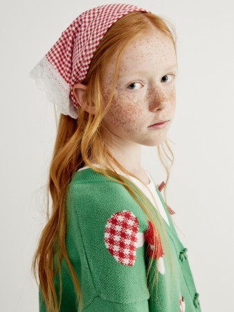 косынка в клетку для девочек - головные уборы с оборкой 