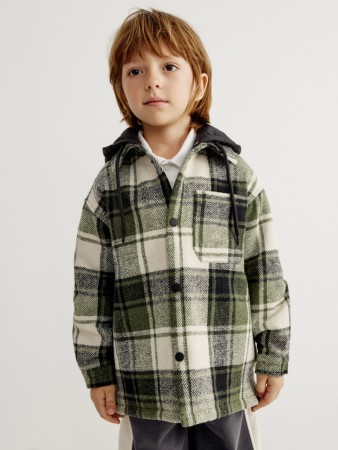 куртка-рубашка в клетку с капюшоном детская фотография