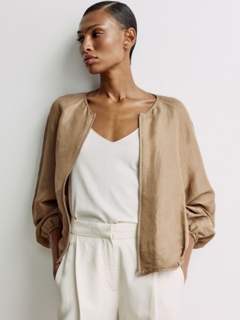 легкая куртка из льна и шелка премиум качества - женские куртки на застежке 