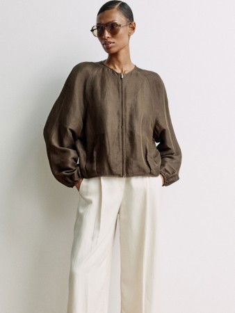 легкая куртка из льна и шелка премиум качества - женские куртки на застежке 