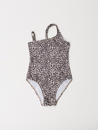 леопардовый слитный купальник - детская одежда с вырезом на спине 
