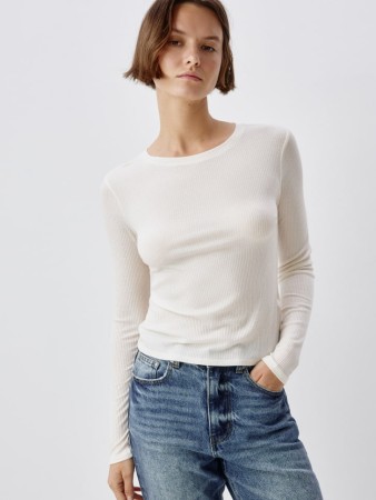 лонгслив из смесового лиоцелла и шерсти - женские лонгсливы женские 