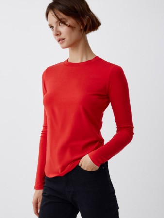 лонгслив из смесового тенселя - женская одежда однотонная 