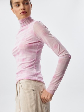 лонгслив из трикотажной сетки с принтом фотография