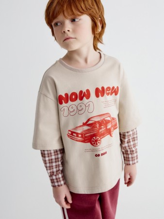 лонгслив многослойного дизайна для мальчиков - детские футболки и поло