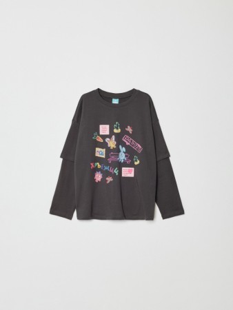 лонгслив оверсайз для девочек с принтом  x смешарики - детская одежда российская 