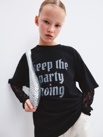 лонгслив оверсайз с кружевными рукавами для девочек - детская одежда, обувь и аксессуары кружевная 