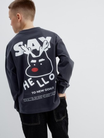 лонгслив оверсайз с новогодним принтом для мальчиков - детская одежда, обувь и аксессуары для всех возрастов оверсайз 