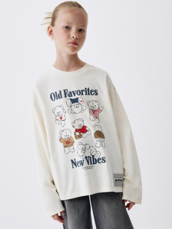 лонгслив оверсайз с принтом для девочек из коллекции  archive фотография