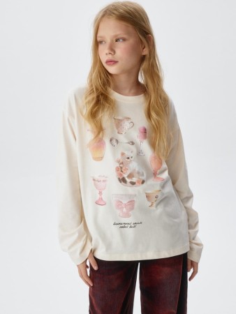 лонгслив оверсайз с принтом для девочек - детская одежда, обувь и аксессуары для всех возрастов длинная 