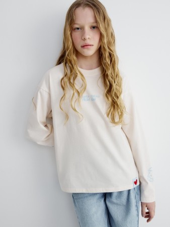 лонгслив оверсайз с принтом для девочек фотография