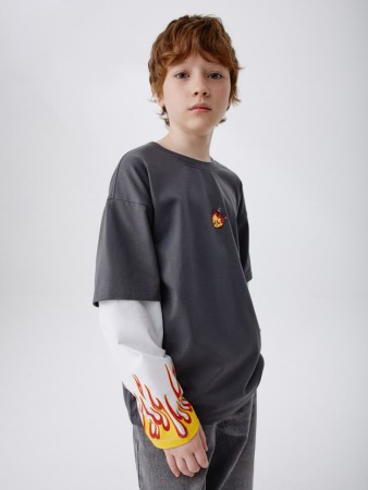 лонгслив оверсайз с принтом для мальчиков - детская одежда российская 