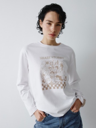 лонгслив оверсайз с принтом - женские футболки и поло длинные 