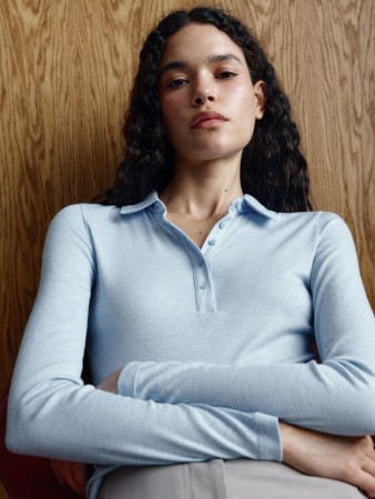 лонгслив-поло из смесового лиоцелла и шерсти фотография