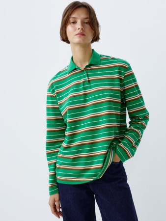 лонгслив-поло в полоску - женская одежда в полоску 