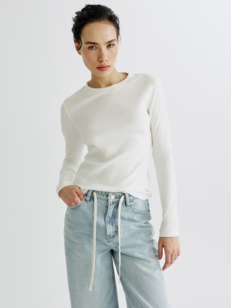 лонгслив приталенный в рубчик фотография