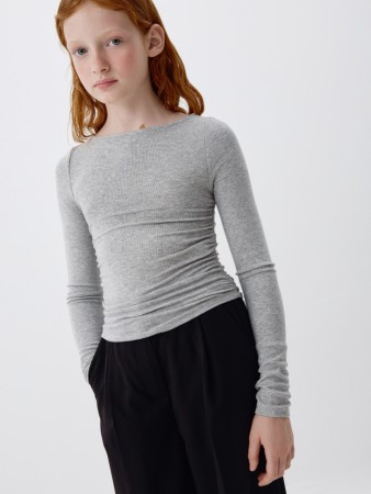 лонгслив с драпировкой для девочек - детская одежда, обувь и аксессуары из вискозы 