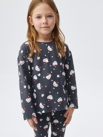лонгслив с принтом hello kitty для девочек - детская одежда длинная 