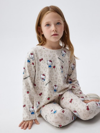 лонгслив с принтом hello kitty для девочек - детская одежда длинная 
