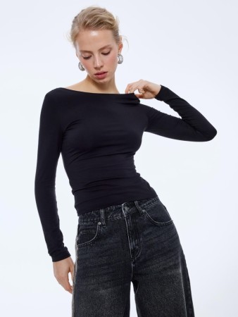 лонгслив с вырезом на спинке - женские лонгсливы с глубоким вырезом 