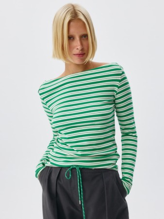 лонгслив в полоску из хлопка - женские футболки и поло с длинным рукавом 