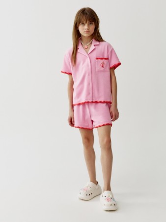 махровые шорты с вышивкой для девочек - детская одежда для детей 