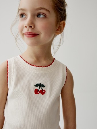 майка в рубчик с вышивкой для девочек - детская одежда для детей 