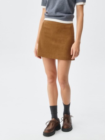 мини юбка из искусственной замши - женские юбки на застежке 
