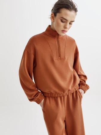 модаловый свитшот с высоким воротником на молнии - женские свитшоты дешевые 