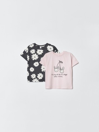 набор из 2 футболок для девочек - детские футболки повседневные 