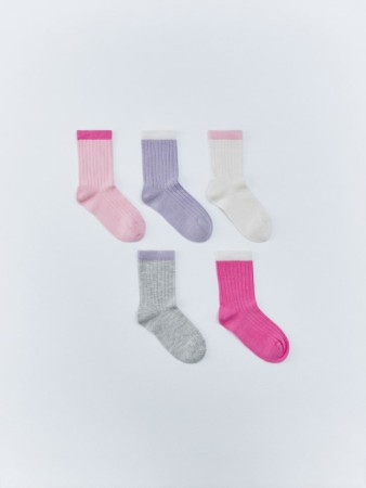 набор из 5 пар носков для девочек - детская одежда, обувь и аксессуары в рубчик 