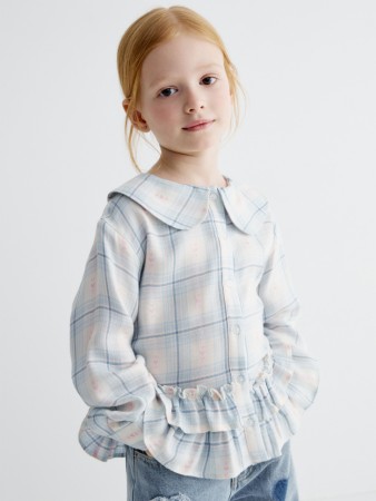 нарядна блузка в клетку для девочек - детские блузы и рубашки