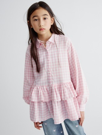 нарядна блузка в клетку для девочек - детская одежда, обувь и аксессуары для всех возрастов с оборкой 