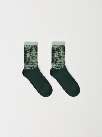 носки с принтом по мотивам картины клода моне - мужская одежда, обувь и аксессуары в рубчик 