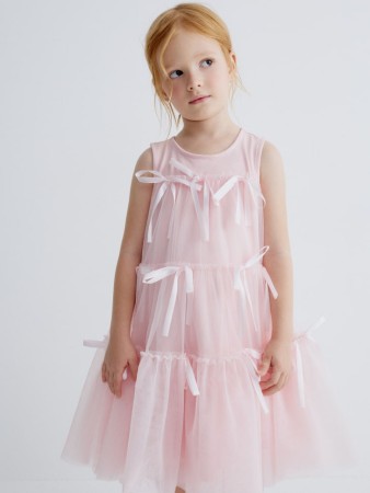 новогодное ярусное платье с бантиками для девочек фотография