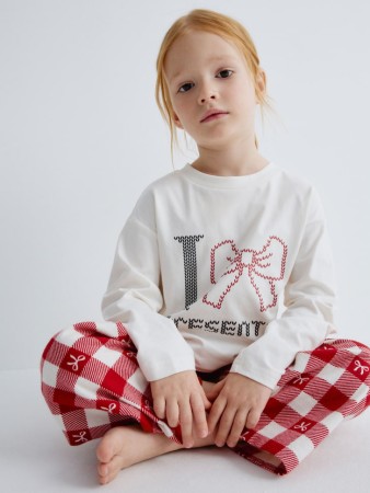 новогодняя пижама с принтом для девочек - детские пижамы