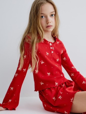 новогодняя пижама с принтом для девочек - домашняя одежда