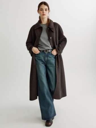 однобортное пальто миди из смесовой шерсти - верхняя одежда на пуговицах 