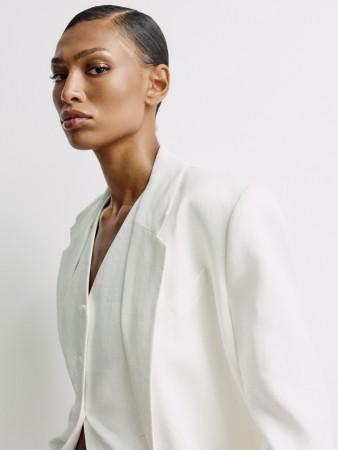 однобортный оверсайз жакет из льна - женская одежда, обувь и аксессуары однобортная 