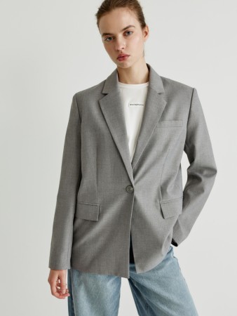 однобортный жакет из костюмной ткани - женская одежда меланж 